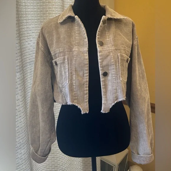 POL Beige Corduroy Cropped Jacket Bohemian - Picture 2 of 9
